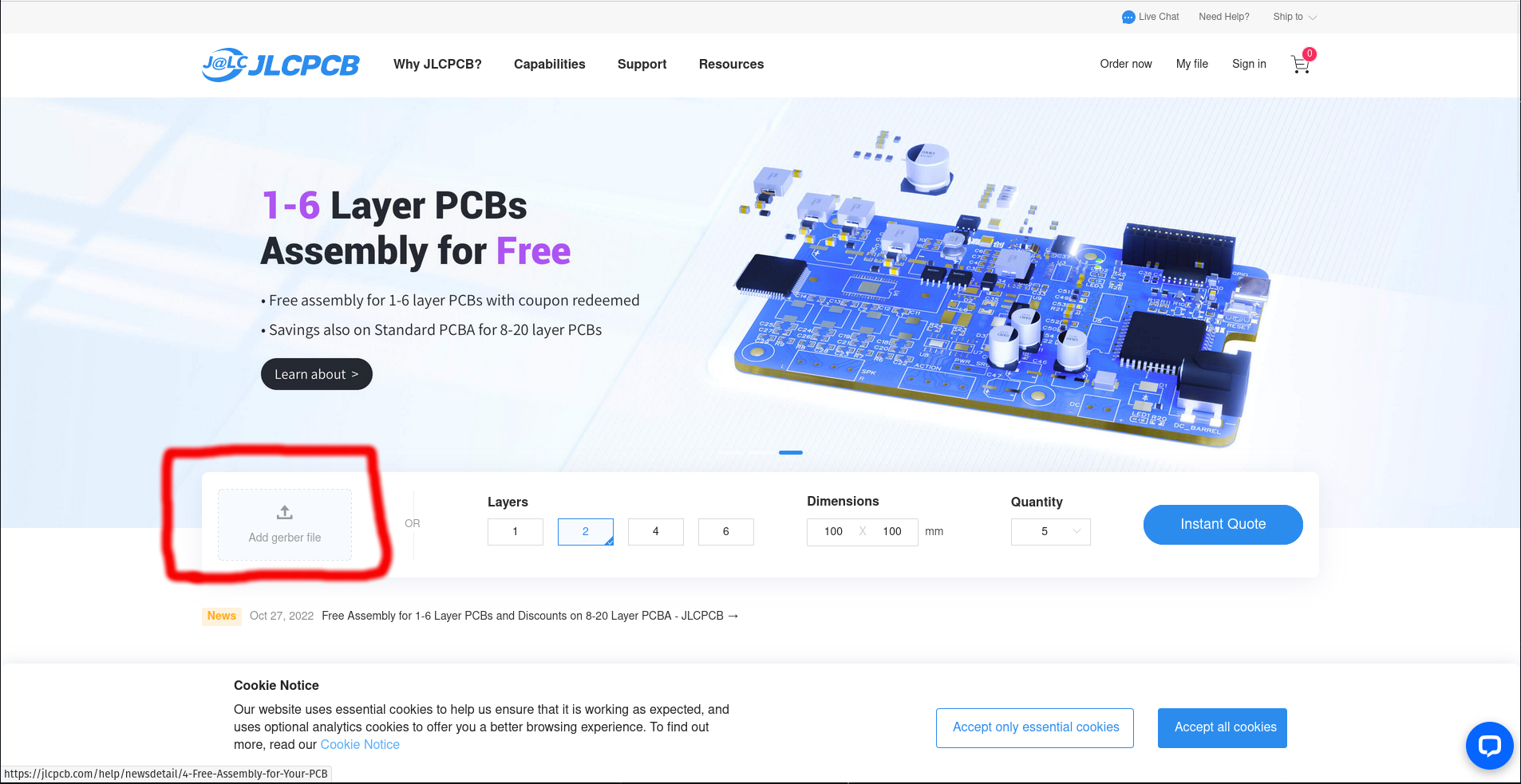 gerber upload jlcpcb